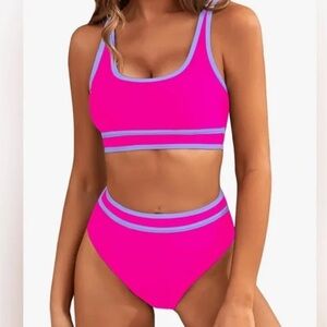 Pink and Purple Women's Bikini Set
